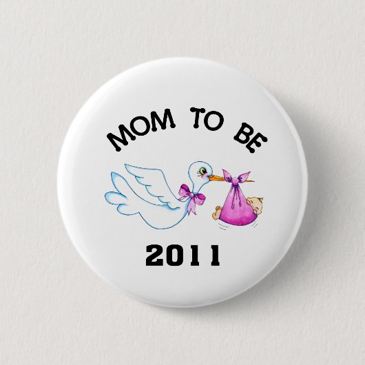 Badge Rond 5 Cm Stork Maman va être (Devant)