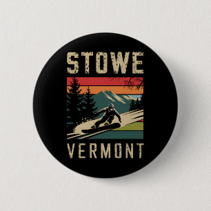Badge Rond 5 Cm Stowe Vermont Snowboard Vintage Mont Snowboard
