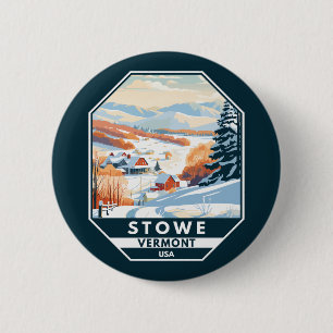 Badge Rond 5 Cm Stowe Vermont Vintage hiver