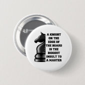 Badge Rond 5 Cm Stratégie d'échecs Chevalier Noir Puissance Wisdom (Devant & derrière)