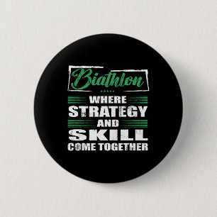 Badge Rond 5 Cm Stratégie Et Compétences Sportives Biathlon Se Réu