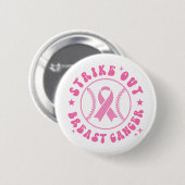 Badge Rond 5 Cm Strike Out Breast Cancer Pink Ribbon Awareness (Devant & derrière)