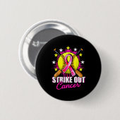 Badge Rond 5 Cm Strike Out Breast Cancer Warrior Softball Nk Ribbo (Devant & derrière)
