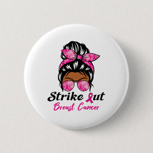 Badge Rond 5 Cm Striout Breast Cancer Awareness Pink Ribbon Mes