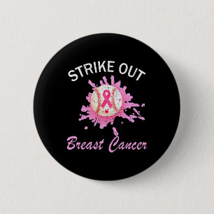 Badge Rond 5 Cm Striout Breast Cancer Sensibilisation Baseball Ros