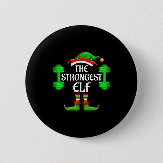 Badge Rond 5 Cm Strongest Elf Matching Family Group Christmas Part (Devant)