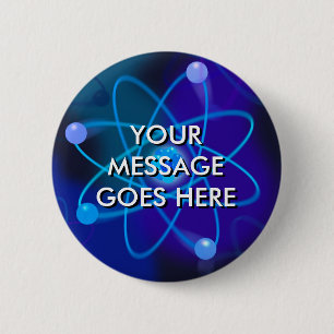 Badge Rond 5 Cm Structure atomique bleue personnalisée