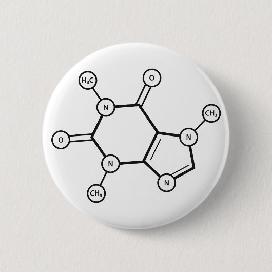 Badge Rond 5 Cm structure moléculaire de la caféine (Devant)