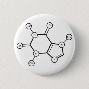 Badge Rond 5 Cm structure moléculaire de la caféine