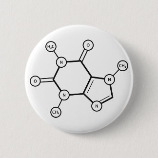 Badge Rond 5 Cm structure moléculaire de la caféine