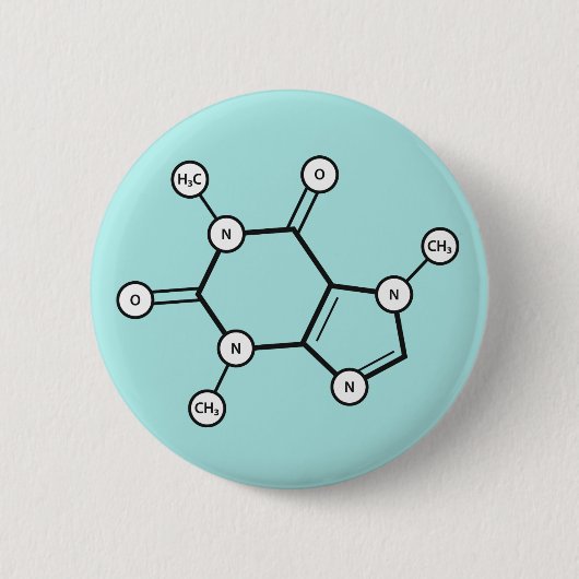 Badge Rond 5 Cm structure moléculaire de la caféine (Devant)