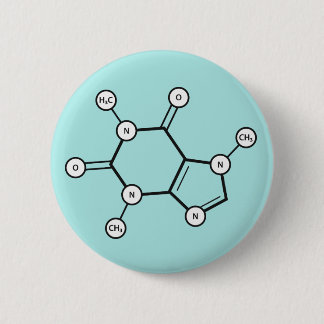 Badge Rond 5 Cm structure moléculaire de la caféine