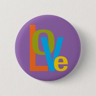 Badge Rond 5 Cm Style 60s typographique d'amour