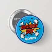 Badge Rond 5 Cm Style bande dessinée Anniversaire typographie de g (Devant & derrière)