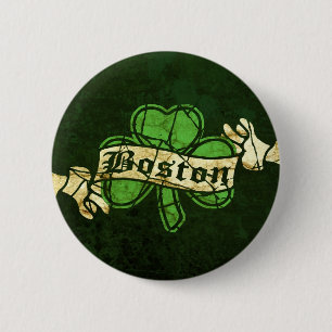 Badge Rond 5 Cm Style de cru de shamrock de Boston