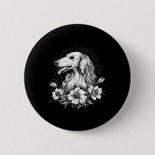 Badge Rond 5 Cm Style de tatouage Amoureux des chiens de Borzoi ré