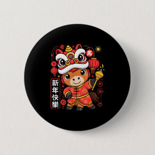 Badge Rond 5 Cm Style Kawaii Année du Cheval 2026 Nouvel An Chinoi