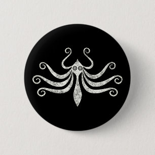Badge Rond 5 Cm Style marin minimal pieuvre minoenne (en détresse)