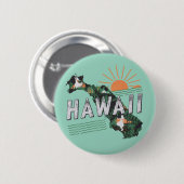 Badge Rond 5 Cm Style Rétro Hawaii Island Silhouette (Devant & derrière)