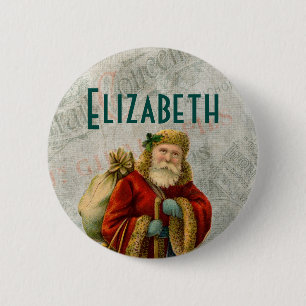 Badge Rond 5 Cm Style vintage Père Noël Père Noël