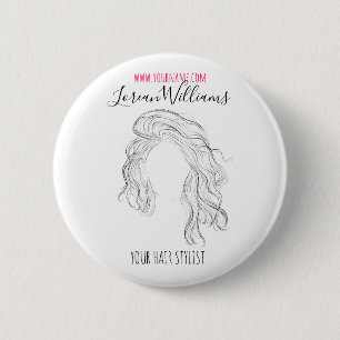 Badge Rond 5 Cm Styliste minimaliste des cheveux naturels longue v