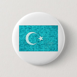 Badge Rond 5 Cm Stylo Drapeau Est Turkestan avec effet encre