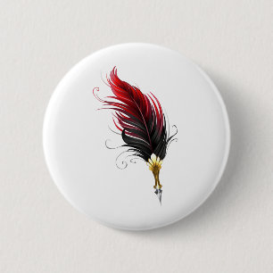 Badge Rond 5 Cm Stylo rouge en plumes avec nib or