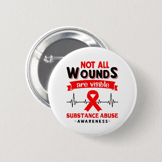 Badge Rond 5 Cm Substance Abuse Awareness Month Ribbon Toxits (Devant & derrière)