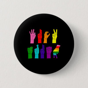 Badge Rond 5 Cm Subtil Anti-Trump Asl Langue Des Signes Lgbtq+ Rés