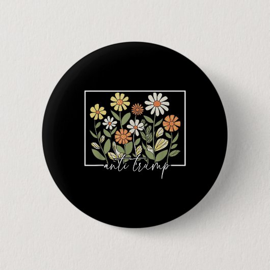 Badge Rond 5 Cm Subtil démocrate de la fleur florale anti-Trump (Devant)