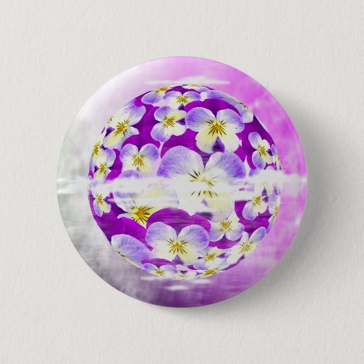 Badge Rond 5 Cm Subtil, simple motif de fleur de pensée violette g (Devant)