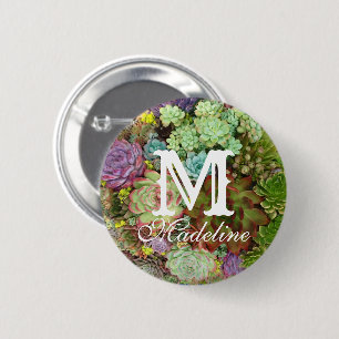 Badge Rond 5 Cm Succulents dans le planteur