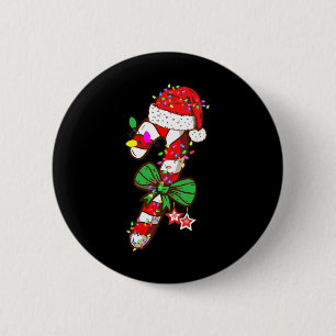 Badge Rond 5 Cm Sucre de canne de Noël Santa Hat Xmas Light Enfant