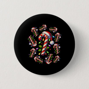 Badge Rond 5 Cm Sucre de canne Rouge Et Blanc Père Noël Noël Funny