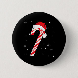 Badge Rond 5 Cm Sucre de canne Rouge Et Blanc Père Noël Noël Funny