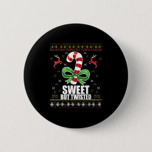 Badge Rond 5 Cm Sucré Mais Drôle Cane De Bonbon Noël Moche