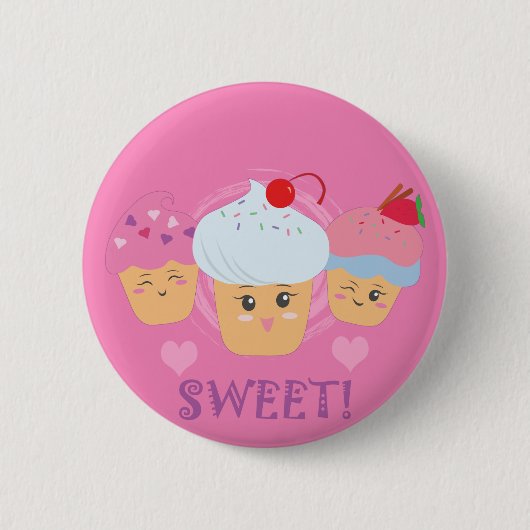 Badge Rond 5 Cm Sucres - Cupcakes ! (Devant)