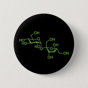 Badge Rond 5 Cm Sucrose Sugar Molecule Diagramme chimique