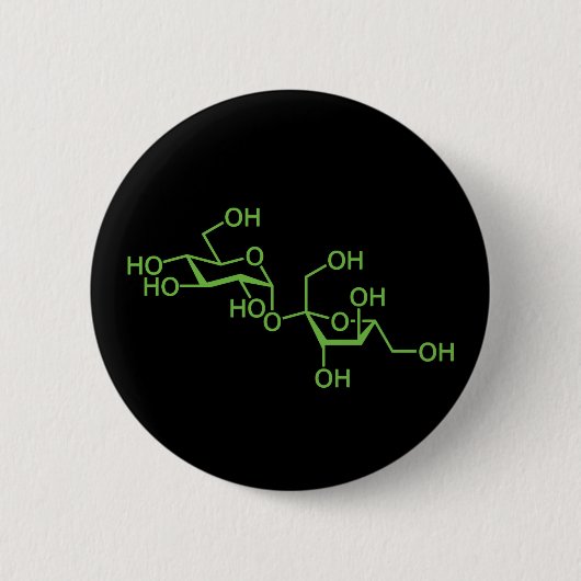 Badge Rond 5 Cm Sucrose Sugar Molecule Diagramme chimique (Devant)