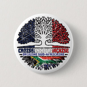 Badge Rond 5 Cm Sud-africain Afrique du Sud Français France Arbre