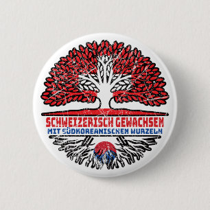 Badge Rond 5 Cm Südkorea Südkoreanisch Schweizer Schweiz Baum