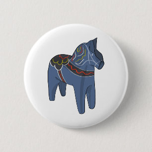 Badge Rond 5 Cm Suède Dala Horse Dalecarlian suédois