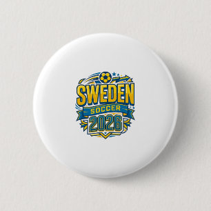 Badge Rond 5 Cm Suède Football 2026 Football Gras Typographie Pays