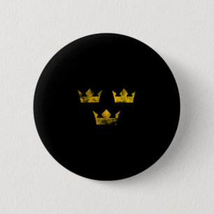 Badge Rond 5 Cm Suède Hockey Distressed Rétro Vintage Football Sve