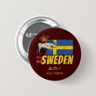 Badge Rond 5 Cm Suède Pavillon Vintage Retro Moose Holiday Souveni