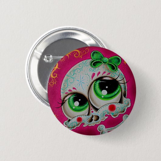 Badge Rond 5 Cm Sugar skull button (Devant & derrière)