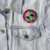 Badge Rond 5 Cm Sugar skull button (En situation)