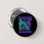 Badge Rond 5 Cm Suicide Awareness Clothing Wings Ribbon Suicide Pr (Devant & derrière)