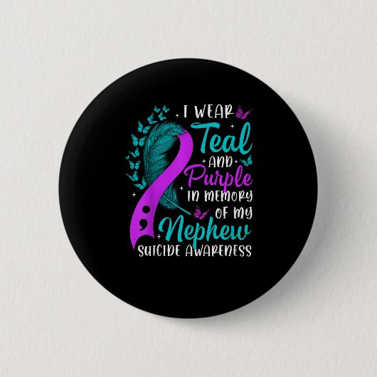 Badge Rond 5 Cm Suicide Awareness I Wear Teal Purple In Memory Of (Devant)