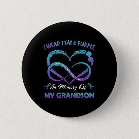 Badge Rond 5 Cm Suicide Awareness Wear Teal Purple In Memory Of My (Devant)